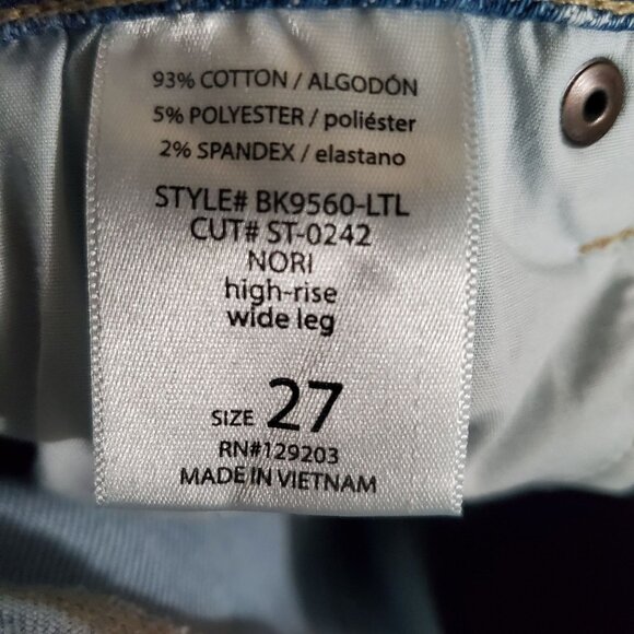 Hidden Jeans Womens Size 27 Light Blue Nori High-Rise Wide Leg Frayed Hem Denim - Picture 3 of 12